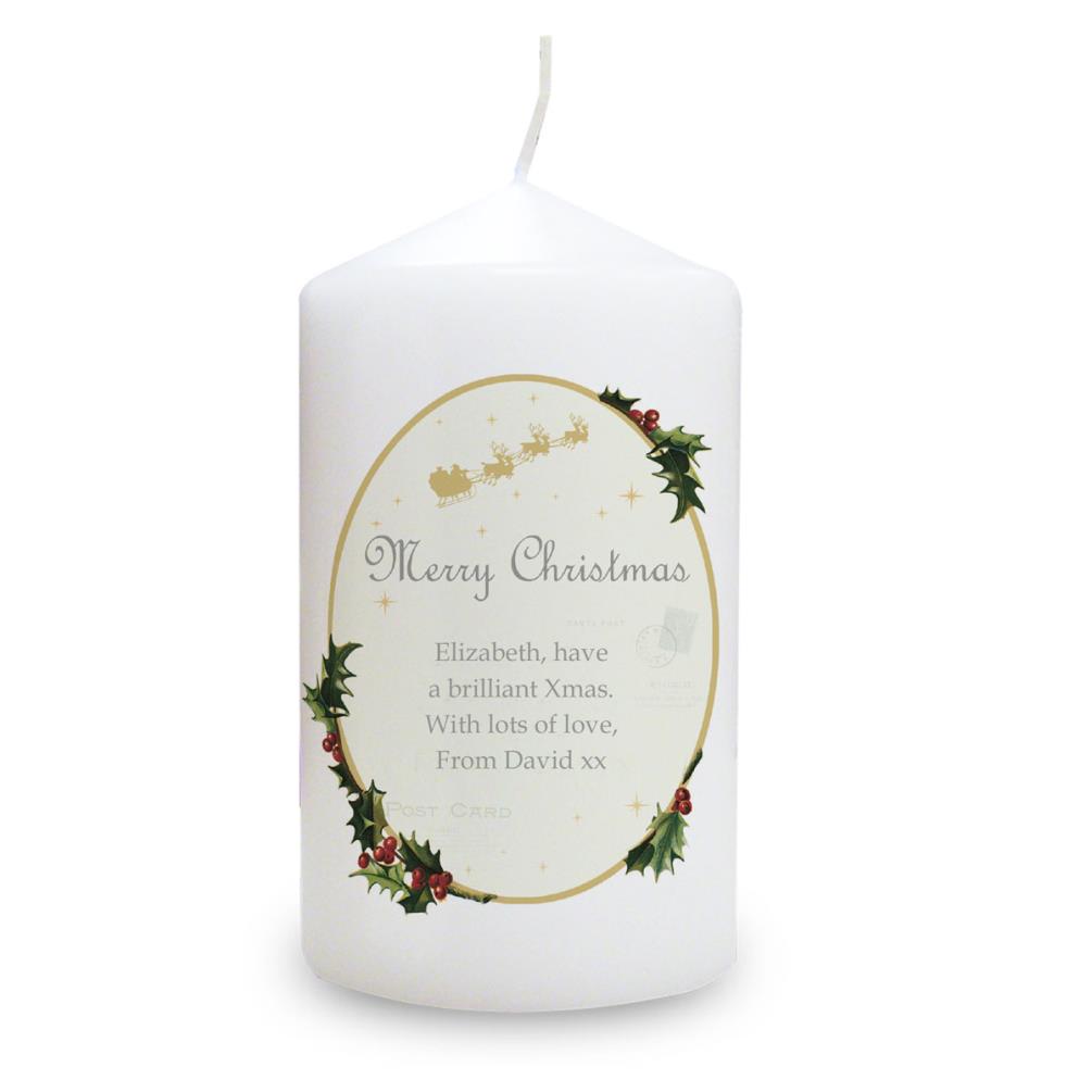 Personalised Traditional Christmas Pillar Candle £11.69